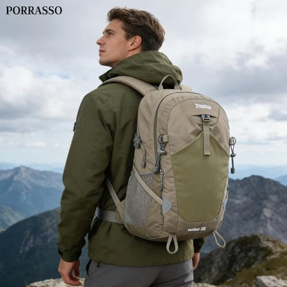 35L Hiking Backpack Waterproof Rucksack Large Lightweight Daypack with Reflective Strip Durable Nylon Backpack for Women Men Camping Climbing Travel Outdoor Sports Khaki - color: Khaki