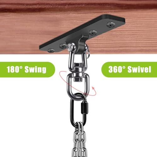Dolibest Heavy Bag Hanger, Wall Ceiling Mount Hook 360° Rotation Wood Beam Holder Body Weight Strength Training Systems, Wood Beam Holder with Spring and 1 Carabiner, 5Wood Screws for Wooden Sets - color: Heavy Bag Hanger With Carabiner
