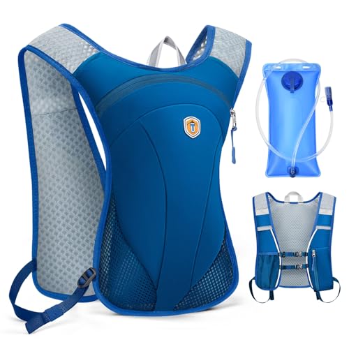 Hydration Backpack with 2L Water Bladder Bag, Lightweight and Breathable Running Vest for Men, Adjustable Chest Straps Water Pack for Cycling Hiking Climbing Outdoor - color: Blue