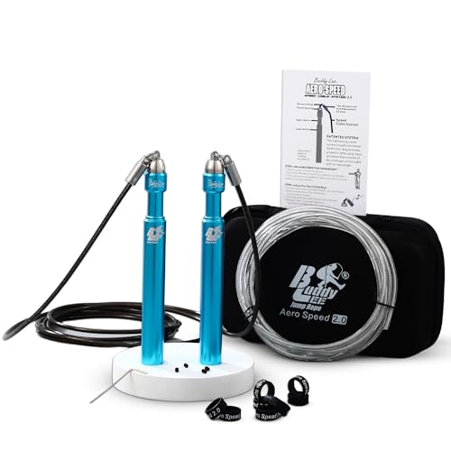 Buddy Lee Aero Speed Jump Rope 2.0 Upgraded Version with Sonic Rocket Speed Swivel Bearing | Tangle-Free & Adjustable Jump Rope for Men & Women - For Fitness, Double-Unders, and Cross-Training - color: Sky Blue