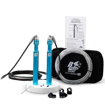 Buddy Lee Aero Speed Jump Rope 2.0 Upgraded Version with Sonic Rocket Speed Swivel Bearing | Tangle-Free & Adjustable Jump Rope for Men & Women - For Fitness, Double-Unders, and Cross-Training - color: Sky Blue