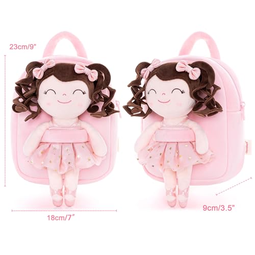 Gloveleya Toddler Backpack Baby Ballerina Girl Gifts Plush Curly Hair Ballet Backpack - Champagne Pink 9 inches - color: A0001, size: 9 inches