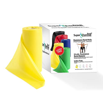 Resistance Band for Working Out | Super Exercise Bands 8,16,24 Yard Bulk Rolls |10 Strengths in Light Medium and Heavy Resistance Bands | Latex Free Workout Bands Including App and e-Book - size: 24 Yards, style: Beginner Level 1
