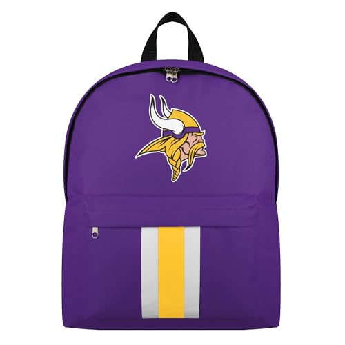 FOCO NFL Officially Licensed Team Color Primary Logo Solid Stripe Football School Bag Travel Backpack - Minnesota Vikings - Purple - color: Minnesota Vikings