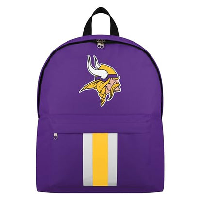 FOCO NFL Officially Licensed Team Color Primary Logo Solid Stripe Football School Bag Travel Backpack - Minnesota Vikings - Purple - color: Minnesota Vikings
