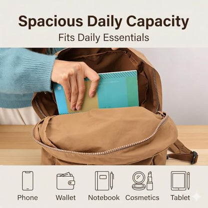 Simple Backpack for Women Men, Aesthetic Medium Backpack Lightweight Casual Daypack Cute Bookbag for Women Men (Brown, 38x26x10cm) - color: Brown
