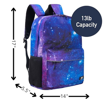 Fenrici Galaxy Backpack for Boys, Girls, Kids Back Pack with Padded Laptop Compartment, Kids' Bookbags for School, Cosmic Pack, Space Backpack, Purple Galaxy, 17 Inch - color: Galaxy Purple