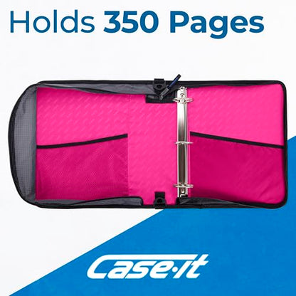 Case-it School Zipper Binder | 2-Inch O-Rings | 350-Sheet | LT-007 Magenta - color: Lt-007-mgt - Magenta, size: 1 Pack