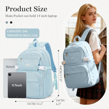weradar Lightweight School Backpack For Women Men,Waterproof High School Bag,Casual Daypacks Backpack With Lots Of Pockets,Aesthetic College Backpack For Boys Girls(Blue) - color: A4-blue