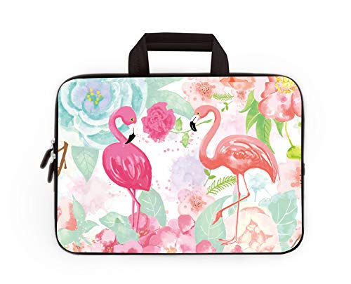 14 15 15.4 15.6 inch Laptop Handle bag Computer Protect Case Pouch Holder Notebook Sleeve Neoprene Cover Soft Carrying Travel For Dell Lenovo Toshiba HP Chromebook ASUS Acer (Flamingos) - color: Flamingos