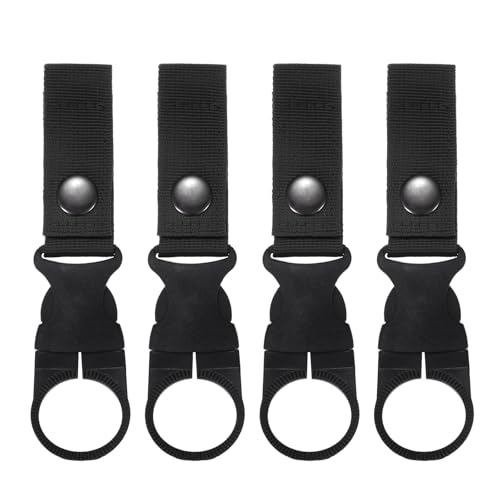 M METERXITY Water Bottle Clips, Portable Water Bottle Ring Holder Hanging Buckle Clip for Backpack Belt, Nylon Webbing Strap for Outdoor/Camping/Mountaineering - color: Black