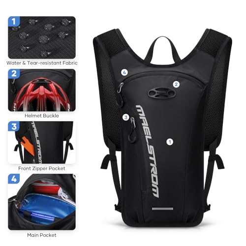 Maelstrom Hydration Backpack, Hiking Backpack with 2L Water Bladder, Running Hydration Vest for Cycling Hiking Rave for Men Women - color: Black