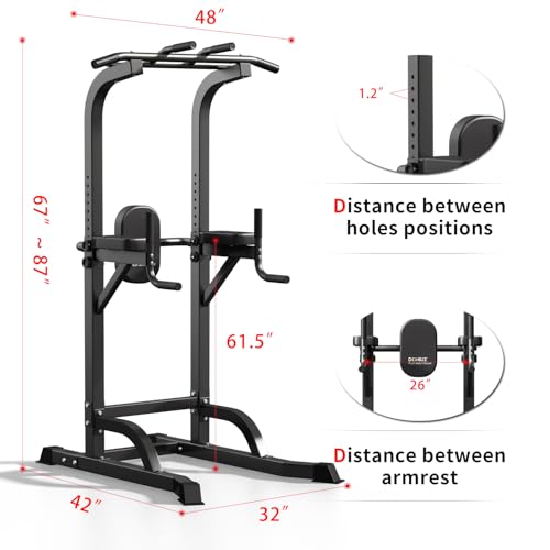 DONIUZ Power Tower Pull Up Bar and Dip Station, Multi-Function Home Gym, Strength Training Fitness Equipment, Height Adjustable - color: Black-02