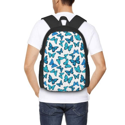 Breathable Outdoor Daypack Blue Butterfly Butterflies, Durable Anti Theft Travel Backpack Adjustable Strap Shoulder Bag for Hiking Camping City Walking - color: Design (1327)