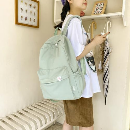 Cute Aesthetic Backpack Y2K Simple Solid Color Kawaii Backpacks Travel Laptop Backpack (Green) - color: Green