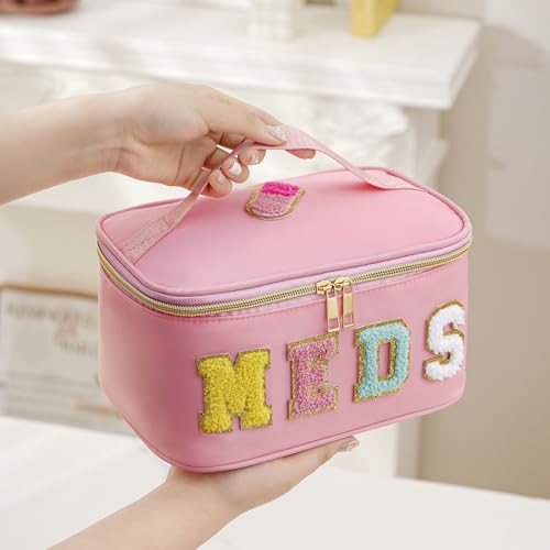 uekeboag Chenille Letter MEDS Nylon Makeup Bag(13Black) - color: 13Black