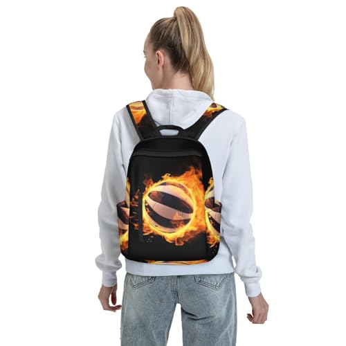 Burning volleyball pictures Travel Backpack for Men & Women 14 inch Laptop Backpack Waterproof Work Back Pack - color: Burning Volleyball Pictures