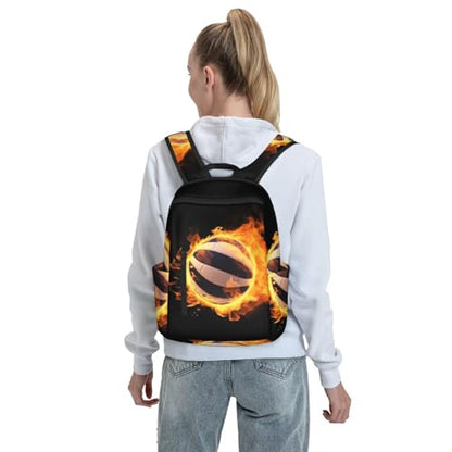 Burning volleyball pictures Travel Backpack for Men & Women 14 inch Laptop Backpack Waterproof Work Back Pack - color: Burning Volleyball Pictures