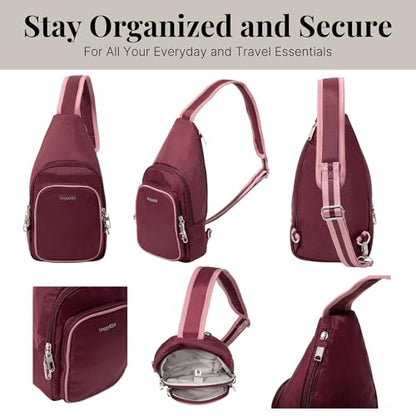 Baggallini Securtex Anti-Theft Daytripper Sling - color: Jam/Dusty Mauve