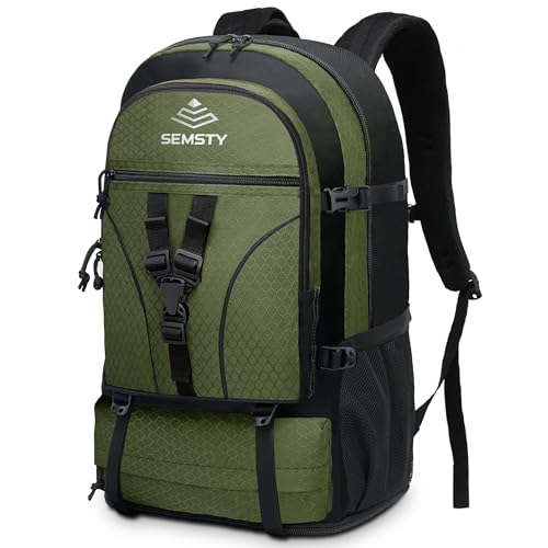 40L/50L Expandable Hiking Backpack for Men and Women, Travel Camping Backpack Flight Approved - color: 40l+10l Green