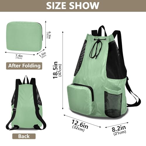 Yuiboo Dark Sea Green Drawstring Backpack Sports Gym Bag with Water Bottle Pocket Cinch Bags Wet and Dry Separation