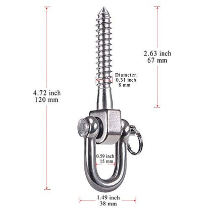 SELEWARE 2 Pack Swing Hangers Swing Set Hooks Stainless Steel Hammock Hooks for Porch Swing, Hammock Chair, Heavy Bag, Yoga Silk, Suspension Straps, Gymnastics Rings - color: Stainless 2 Pack Swing Hooks