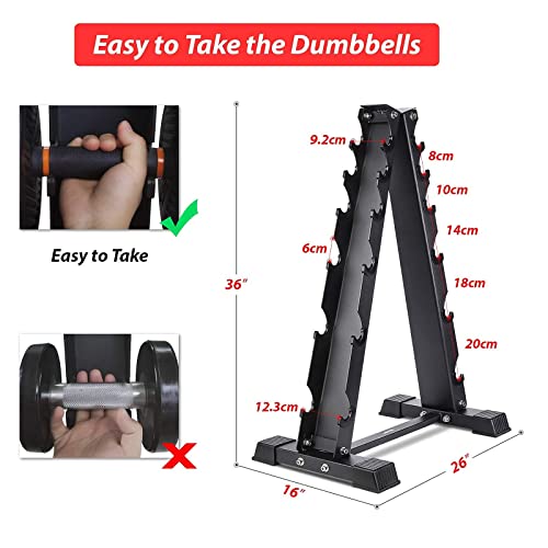 Dumbbell Rack Stand Only, Weight Rack for Dumbbells Compact A-Frame Home Gym Space Saver, 480/800 LBS Weight Capacity - style: 6 Tier - 800LBS