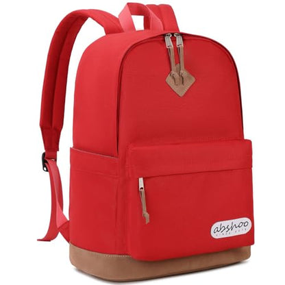abshoo Classical School Backpack For Middle High School Water Resistant Bookbag College Travel Daypack (Red) - color: Red