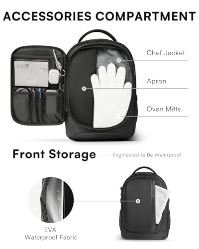 Chef Knife Backpack with Waterproof Pocket, 30+ Pockets for Knives and Tools, Knife Bags for Chefs Professional Culinary Apprentice Private Chefs, Pocket for Tablet Laptop (Knife Not Included)