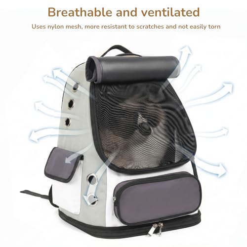 Cat Backpack Carrier, TSA Airline Approved Pet Travel Bag for Small Medium Dogs, Ventilated Hiking Camping Backpack for Cats, Kitten and Puppy up to 18 lbs, Gray Mesh - color: Gray Mesh