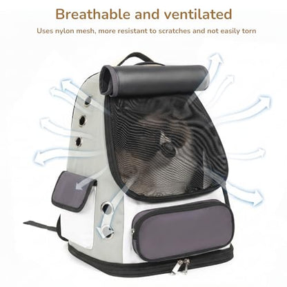 Cat Backpack Carrier, TSA Airline Approved Pet Travel Bag for Small Medium Dogs, Ventilated Hiking Camping Backpack for Cats, Kitten and Puppy up to 18 lbs, Gray Mesh - color: Gray Mesh