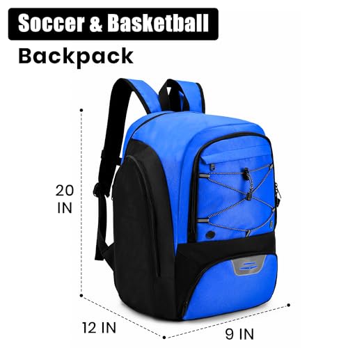 Soccer Backpack with Ball Holder,Youth soccer Bag for Basketball,Volleyball-Includes Separate Shoe Compartment&and Insulation (Blue) - color: Blue