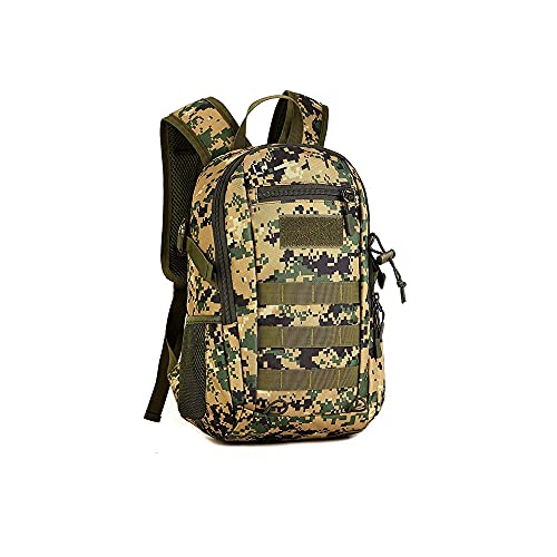 HUNTVP 10L Tactical Backpack Small Backpack Mini Daypack Military MOLLE Rucksack Gear Tactical Assault Pack Bag for Hunting Camping Trekking(10L-Jungle Camouflage) - color: Jungle Camouflage, size: 10L