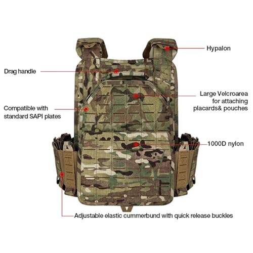 YAY YAKEDA Quick Release Tactical Laser-Cutting Vest Multicam Lightweight Vest - color: Mc