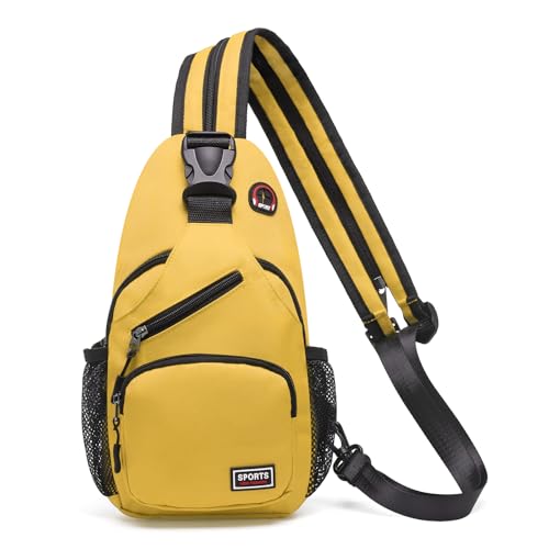 Convertible Sling Bags for Women Men, Lightweight Crossbody Backpack Daypack Fit for 7.9" Tablet for Casual Travel Sport Hiking (Yellow) - color: Yellow, size: Small