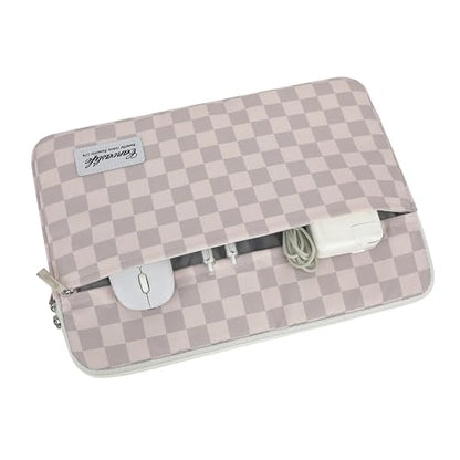 Canvaslife Neutral Checker Pattern Laptop Sleeve 15 Inch 15.6 Inch Waterproof Shockproof Laptop Bag Case with Front Pocket - color: Neutral Checker, size: 15 inch/15.6 inch