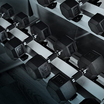Yes4All Rubber Grip Encased Hex Dumbbell – Hand Weights With Anti-Slip 5-50 LBS Single - color: I. 45 Pounds