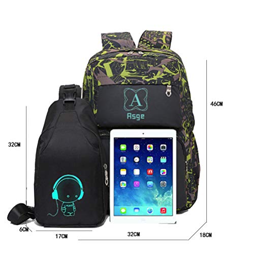 Asge boys backpack for kids camo bookbag for middle school bags travel back pack (Green) - color: Green