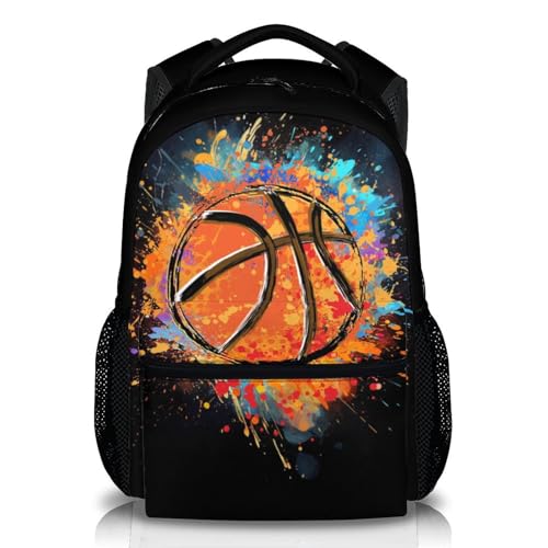 Boys School Backpack Kids Basketball Backpacks Bookbag Back to School Supplies, Black Large Capacity Cool Sport Back Pack for Kindergarten Elementary Middle (17 Inches) - color: Color 1