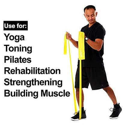 Resistance Band for Working Out | Super Exercise Bands 8,16,24 Yard Bulk Rolls |10 Strengths in Light Medium and Heavy Resistance Bands | Latex Free Workout Bands Including App and e-Book - size: 24 Yards, style: Beginner Level 1