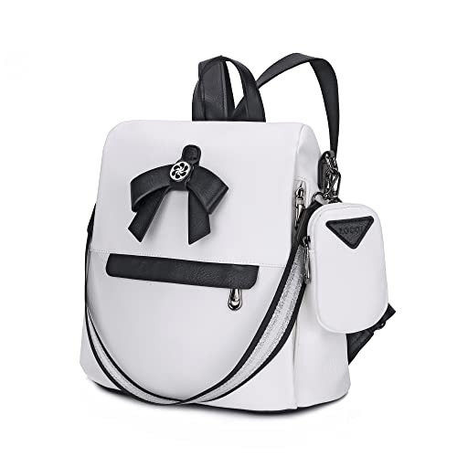 ZOCAI Backpack Purse for Women Fashion Backpack Purses PU Leather Daypacks Anti-Theft Shoulder Bag Satchel Purse - color: Z-white/Black