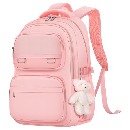 KBTYE School Backpack for Kids Girls Cute Travel Backapck for College Women Men Casual Laptop Bookbag for Teen Student(Pink) - color: Pink