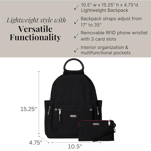 Baggallini Women's All Day Backpack, Black Cheetah Emboss, One Size… - color: Black Cheetah Emboss