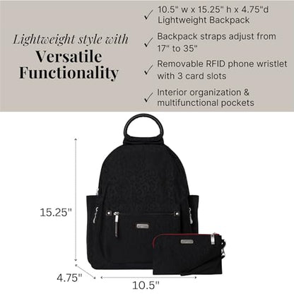 Baggallini Women's All Day Backpack, Black Cheetah Emboss, One Size… - color: Black Cheetah Emboss
