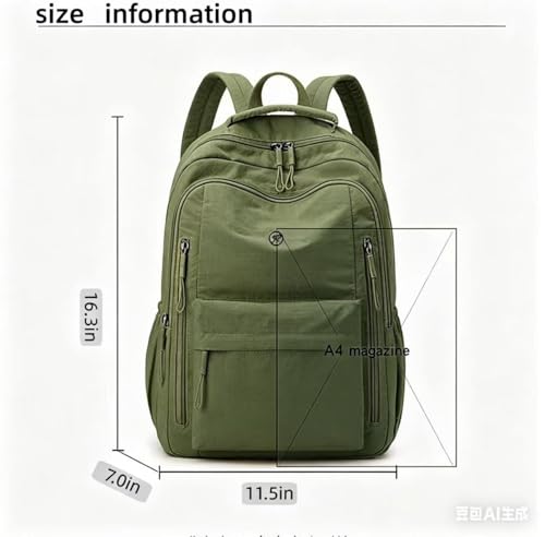 Casual Backpack, Multi-Pocket Design with Front Zipper Compartment (Army green) - color: Army Green