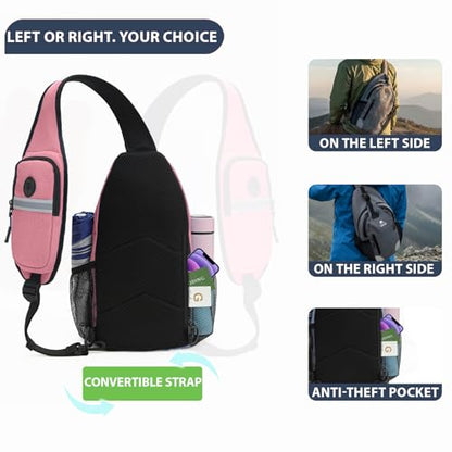 Sling Backpack for Women & Men, Crossbody Travel Bag with Water Bottle Holders, 17 Pockets, Quick-Access Phone Pocket, Hidden Security Pocket, Fits 11" Tablet, for Daily Carry, Travel, Theme Parks - color: B-charcoal