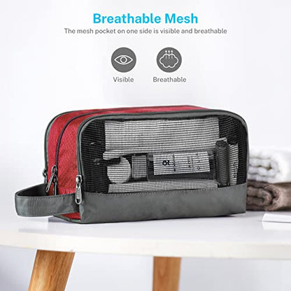 Gonex Travel Toiletry Bag Nylon, Shaving Bag Toiletry Organizer Red - color: Red