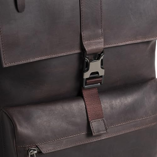 Leather Backpack for Men & Women, Classic Dark Brown - Handcrafted Top Grain Leather Backpack with 17 Inch Laptop Sleeve - Lightweight, Stylish & Durable for Business & Travel - 33cm x 16cm x 40cm - color: Dark Brown