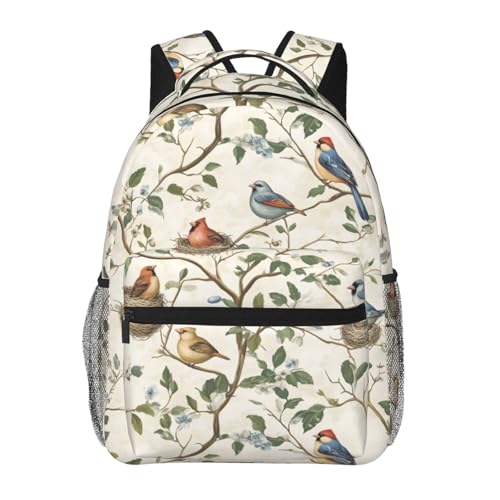 Bird Casual Backpack, Lightweight Laptop Bag Daypack, Animal and Floral Botanical Backpacks for Women Girls Teens Students, Vintage Nature Polyester Bookbag Gifts for School Work Travel Hiking - color: Bird