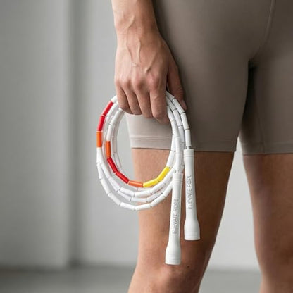 Pro-Grade Beaded Jump Rope for Beginners - color: White/Red/Orange/Yellow
